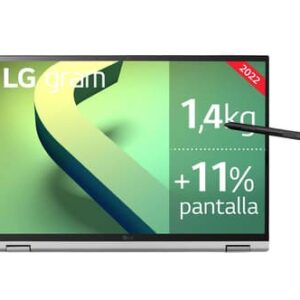 LG Gram 16T90Q-G.AA79B ordenador portatil i7-12800HE Híbrido (2-en-1) 40,6 cm (16″) Pantalla táctil WQXGA Intel® Core™ i7 16 GB LPDDR5-SDRAM 1000 GB SSD Wi-Fi 6 (802.11ax) Windows 11 Home Gris