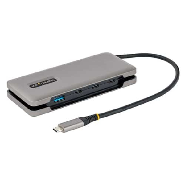 StarTech.com Hub USB-C de 4 Puertos – 1 Puerto USB-A – Concentrador de 3 Puertos USB Tipo C – USB 3.1 de 10Gbps – Ladrón USB Tipo C con Cable de 25cm Envolvente – Splitter USB-C a USB-A