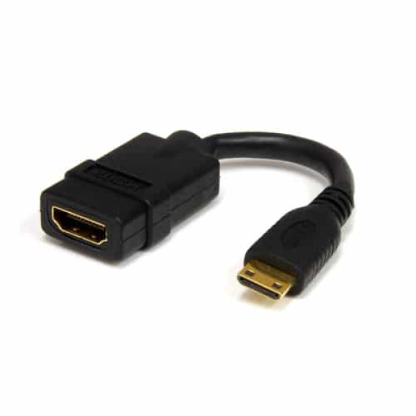 StarTech.com Adaptador de 12,5cm Mini HDMI a HDMI – HDMI de Alta Velocidad 4K – Convertidor 4K 30Hz Ultra HD – HDMI 1.4 – Conectores Chapados en Oro – Mini HDMI UHD 4K – Negro