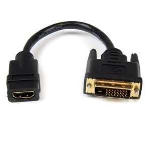 StarTech.com Adaptador de 20cm HDMI a DVI – DVI-D Macho – HDMI Hembra – Cable Conversor de Vídeo – Negro