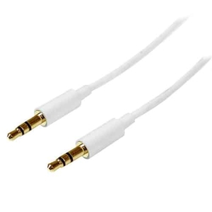 StarTech.com Cable 1m 1 metro Slim Delgado de Audio Estéreo Mini Jack Plug 3,5mm – Blanco – Macho a Macho