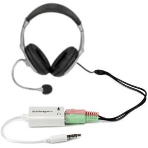 StarTech.com Adaptador de Auriculares con Micrófono Mini-Jack 3,5mm 4 pines a Conectores de Auriculares y de Micrófono - M a 2xH Blanco StarTech.com Adaptador de Auriculares con Micrófono Mini-Jack 3,5mm 4 pines a Conectores de Auriculares y de Micrófono – M a 2xH Blanco