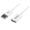 StarTech.com Cable de 1m de Extensión Alargador USB 2.0 – Macho a Hembra USB A – Extensor – Blanco