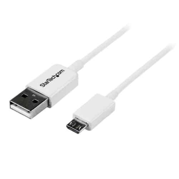 StarTech.com Cable Adaptador 2m USB A Macho a Micro USB B Macho para Teléfono Móvil Smartphone – Blanco