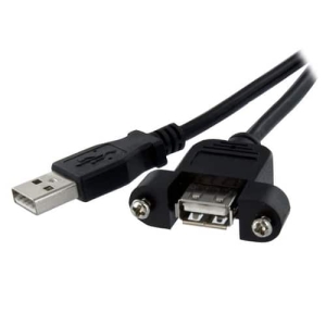 StarTech.com Cable de 91cm USB 2.0 para Montar Empotrar en Panel – Extensor Macho a Hembra USB A – Negro