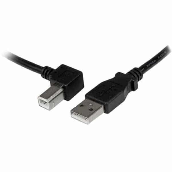 StarTech.com Cable Adaptador USB 2m para Impresora Acodado – 1x USB A Macho – 1x USB B Macho en Ángulo Izquierdo