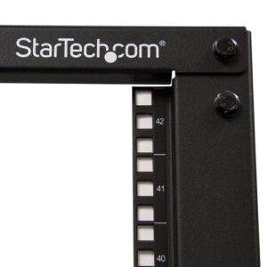 StarTech.com Rack de Marco Abierto con Profundidad Ajustable de 4 Columnas 42U y 19 Pulgadas con Ruedas – con Profundidad Ajustable de 23 a 41 Pulgadas – Armario Rack Autoportante (4POSTRACK42)