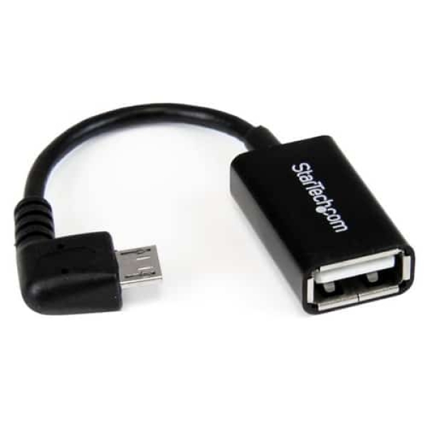 StarTech.com Cable Adaptador Micro USB a USB OTG Acodado a la Derecha de 12cm – Macho a Hembra