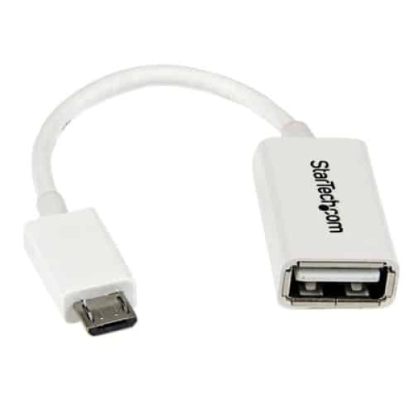 StarTech.com Cable Adaptador Micro USB a USB OTG Blanco de 12cm – Macho a Hembra