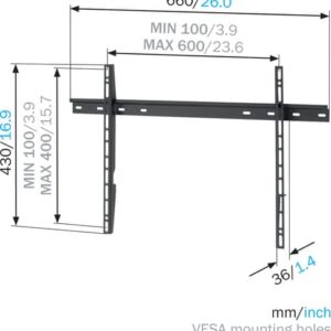 Vogel’s MNT 300. WALL MOUNT FLAT WALL 2,03 m (80″) Negro
