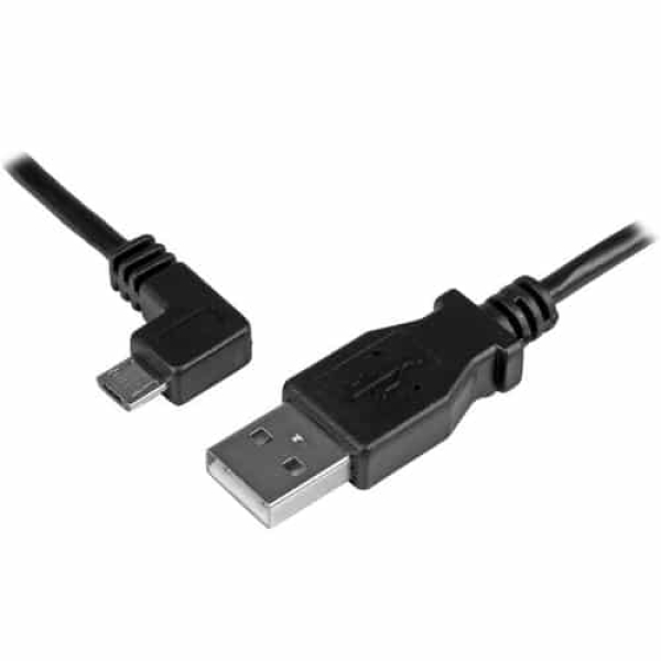 StarTech.com Cable de 1m Micro USB con conector acodado a la izquierda – Cable de Carga y Sincronización
