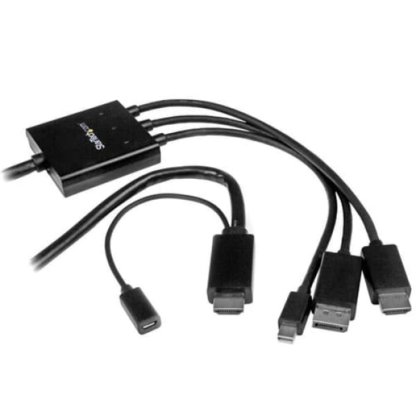 StarTech.com Cable Conversor HDMI, DisplayPort o Mini DisplayPort a HDMI de 2m – Adaptador DP y Mini DP