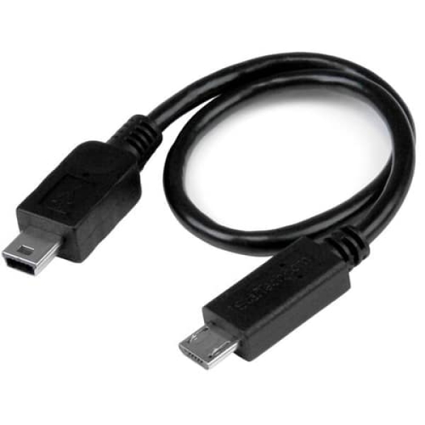 StarTech.com Cable USB OTG de 20cm – Cable Adaptador Micro USB a Mini USB – Macho a Macho