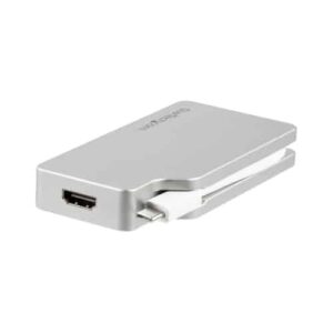 StarTech.com Adaptador USB C Multipuertos de Vídeo HDMI, VGA, Mini DisplayPort o DVI – Convertidor USB Tipo C de Monitor a HDMI 1.4 o mDP 1.2 (4K) – VGA o DVI (1080p) – Aluminio Plata