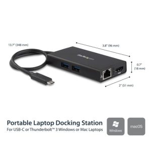 StarTech.com Adaptador Multipuertos USB-C - Docking Station Portátil USB-C 4K HDMI - con Entrega de Potencia de 60W - GbE - Hub 2x USB-A 3.0- Mini Dock Portátil USB Tipo C para Portátiles StarTech.com Adaptador Multipuertos USB-C – Docking Station Portátil USB-C 4K HDMI – con Entrega de Potencia de 60W – GbE – Hub 2x USB-A 3.0- Mini Dock Portátil USB Tipo C para Portátiles