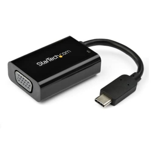 StarTech.com Adaptador USB C a VGA con Entrega de Alimentación - Convertidor de Vídeo de USB tipo C a Monitor VGA de 1080p con Carga - PD de 60W - Compatible con Thunderbolt 3 - Negro