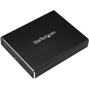 StarTech.com Caja de Dos Bahías M.2 NGFF – USB 3.1 (10Gbps) – RAID – Caja Externa USB-C y USB-A de Aluminio