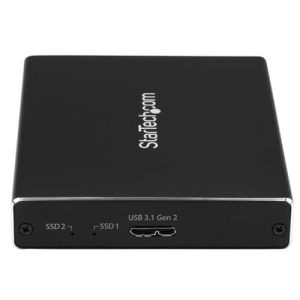 StarTech.com Caja de Dos Bahías M.2 NGFF – USB 3.1 (10Gbps) – RAID – Caja Externa USB-C y USB-A de Aluminio