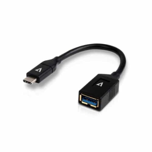 V7 Cable USB negro con conector USB 3.0 A hembra a USB-C macho 0.3m 1ft