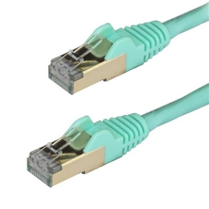 StarTech.com Cable de 3m de Red Ethernet RJ45 Cat6a Blindado STP – Cable sin Enganche Snagless – Aguamarina