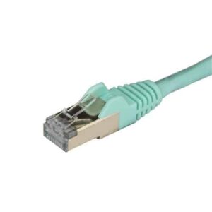 StarTech.com Cable de 3m de Red Ethernet RJ45 Cat6a Blindado STP – Cable sin Enganche Snagless – Aguamarina