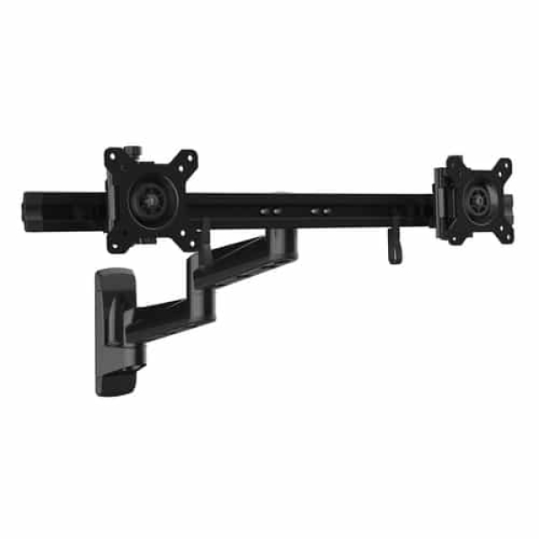 StarTech.com Brazo para Dos Monitores de Instalación en Pared - Soporte Ergonómico Articulado VESA x2 Monitores de 24" - Barra Transversal de Ajuste Sincronizado - Inclinación/Giro/Rotación - Soporte de Montaje