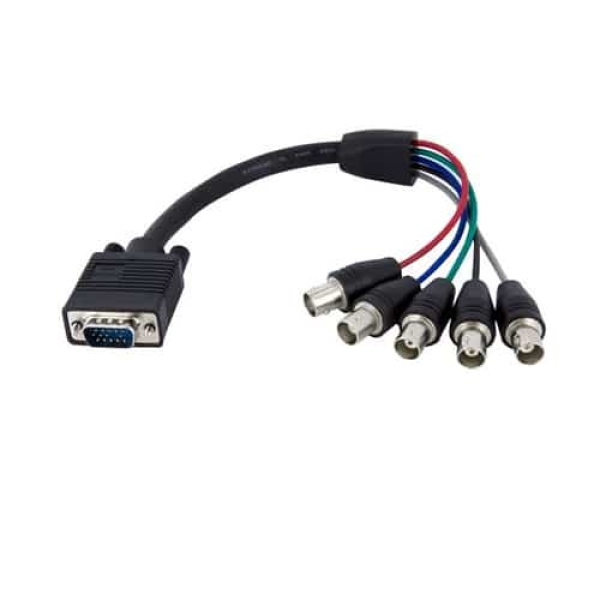StarTech.com Cable de 30 cm Coaxial para Monitor HD15 VGA a 5 BNC RGBHV – Macho a Hembra