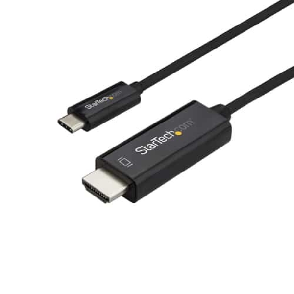 StarTech.com Cable de 1m USB C a HDMI – Cable Adaptador de Vídeo USB Tipo C a HDMI 2.0 4K de 60Hz – Compatible con Thunderbolt 3 – Portátil a Monitor HDMI – Modo Alt DP 1.2 HBR2 – Negro
