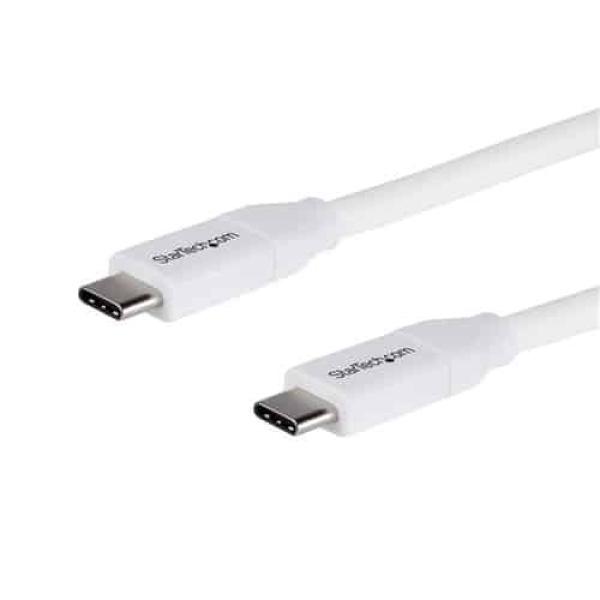 StarTech.com Cable de 2m USB-C a USB-C con capacidad para Entrega de Alimentación de 5A – USB TipoC – Cable de Carga USBC – Blanco