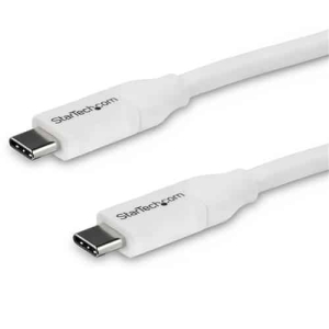 StarTech.com Cable 4m USB-C a USB-C con capacidad para Entrega de Alimentación de 5A – USB Tipo C – Cable de Carga USBC – USB 2.0 – Blanco