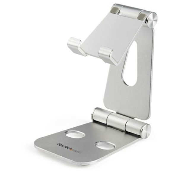 StarTech.com Base para Móvil y Tablet – Soporte Plegable Universal para Dispositivos Móviles – Base Plegable Ergonómica Portátil para Sobremesa, para Dispositivos de 4 a 13 Pulgadas