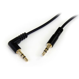 StarTech.com Cable de 1,8m de Audio Estéreo de 3,5mm Acodado en Ángulo a la Derecha – Macho a Macho