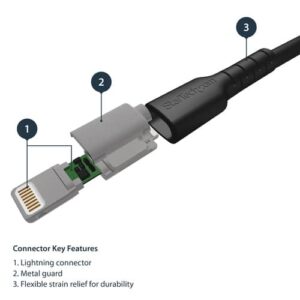 StarTech.com Cable Resistente USB-A a Lightning de 1 m Negro – Cable de Alimentación y Sincronización USB Tipo A a Lightning con Fibra de Aramida Robusta – Con Certificación MFi de Apple – iPad/iPhone 12