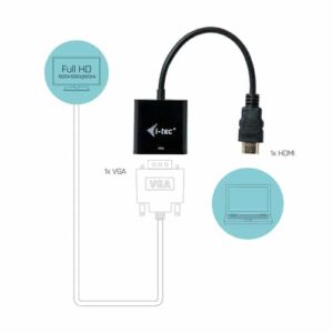 i-tec HDMI2VGAADA adaptador de cable de vídeo 0,15 m HDMI VGA Negro i-tec HDMI2VGAADA adaptador de cable de vídeo 0,15 m HDMI VGA Negro