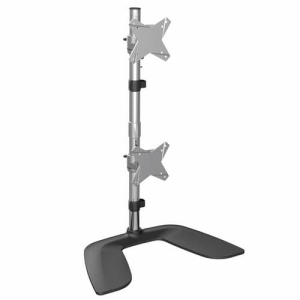 StarTech.com Soporte VESA para 2 Monitores de hasta 27″ – Base para Monitor Ergonómica de Sobremesa – de Montaje para 2 Monitores Apilados Verticalmente – Altura Ajustable – Plata