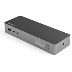 StarTech.com Docking Station Universal Híbrida para Portátil USB Tipo C y USB-A – Dock USB-C y USB-A – HDMI y DP Doble 4K de 60Hz – con PD 100W – con Hub Ladrón USB 3.0 de 4 Puertos – Mac Windows y Chrome OS – GbE