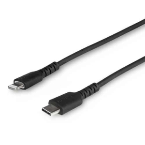 StarTech.com Cable Resistente USB-C a Lightning de 1 m Negro – Cable de Sincronización y Carga USB Tipo C a Lightning con Fibra de Aramida Resistente – Certificado MFi de Apple – para iPad/iPhone 12