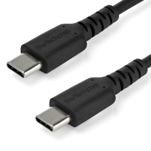 StarTech.com Cable de 1m de Carga USB C – de Carga Rápida y Sincronización USB 2.0 Tipo C a USB C para Portátiles – Revestimiento TPE de Fibra de Aramida M/M 60W Negro – iPad Pro Surface