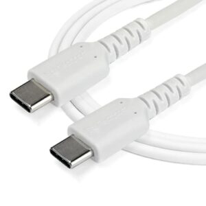 StarTech.com Cable de 1m de Carga USB C - de Carga Rápida y Sincronización USB 2.0 Tipo C a USB C para Portátiles - Revestimiento TPE de Fibra de Aramida M/M 60W Blanco - iPad Pro Surface StarTech.com Cable de 1m de Carga USB C – de Carga Rápida y Sincronización USB 2.0 Tipo C a USB C para Portátiles – Revestimiento TPE de Fibra de Aramida M/M 60W Blanco – iPad Pro Surface