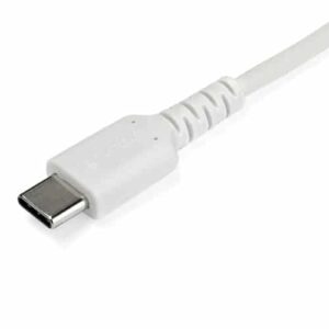 StarTech.com Cable de 1m de Carga USB C – de Carga Rápida y Sincronización USB 2.0 Tipo C a USB C para Portátiles – Revestimiento TPE de Fibra de Aramida M/M 60W Blanco – iPad Pro Surface