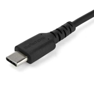 StarTech.com Cable de 2m de Carga USB C – de Carga Rápida y Sincronización USB 2.0 Tipo C a USB C para Portátiles – Revestimiento TPE de Fibra de Aramida M/M 60W Negro – iPad Pro Surface