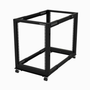 StarTech.com Rack de Marco Abierto con Profundidad Ajustable de 4 Columnas 15U y 19 Pulgadas con Ruedas/Niveladores y Anillas de Gestión de Cableado – Armario Rack Autoportante con Ruedas – (4POSTRACK15U)