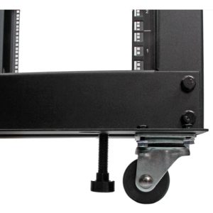 StarTech.com Rack de Marco Abierto con Profundidad Ajustable de 4 Columnas 8U y 19 Pulgadas con Ruedas/Niveladores y Anillas de Gestión de Cableado – Armario Rack Autoportante con Ruedas