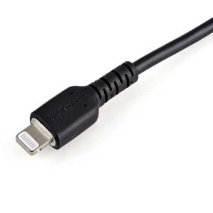 StarTech.com Cable Resistente USB-A a Lightning de 30 cm Negro – Cable de Sincronización y Carga USB Tipo A a Lightning con Fibra de Aramida Resistente – Certificado MFi de Apple – para iPad/iPhone 12