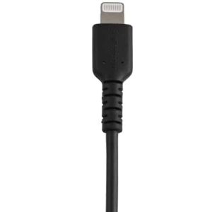 StarTech.com Cable Resistente USB-A a Lightning de 30 cm Negro – Cable de Sincronización y Carga USB Tipo A a Lightning con Fibra de Aramida Resistente – Certificado MFi de Apple – para iPad/iPhone 12