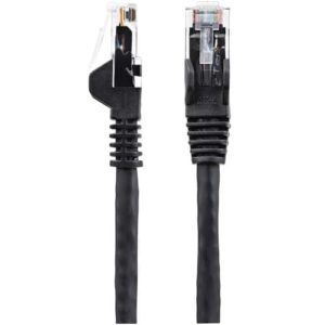 StarTech.com Cable Ethernet CAT6 de 1m – LSZH – Cable de Red de 10 Gigabits de 650MHz y PoE de 100W UTP sin Enganches (Snagless) con Alivio de Tensión – Negro – CAT 6 – ETL