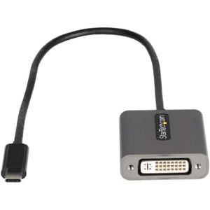 StarTech.com Adaptador USB C a DVI – Conversor de Vídeo USB Tipo C a DVI-D para Monitor/Proyector – Compatible con Thunderbolt 3 – Cable de Conexión de 30cm – Versión Mejorada de CDP2DVI