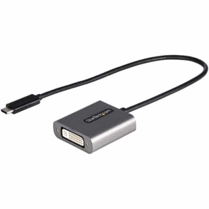StarTech.com Adaptador USB C a DVI – Conversor de Vídeo USB Tipo C a DVI-D para Monitor/Proyector – Compatible con Thunderbolt 3 – Cable de Conexión de 30cm – Versión Mejorada de CDP2DVI