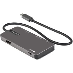 StarTech.com Adaptador Multipuertos USB C – USB C a HDMI de 4K – 100W de Entrega de Alimentación PD – SD – MicroSD – Hub Ladrón USB 3.0 de 3 Puertos – Dock USB Tipo C – con Cable Incorporado de 30cm