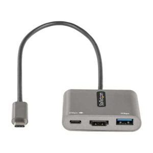 StarTech.com Adaptador Multipuertos USB C, USB Tipo C a HDMI, Vídeo de 4K, PD de 100W, Pass Through, Hub Ladrón USB 3.0 1x USBC 1x USBA, Mini Docking Station USBC para Portátil